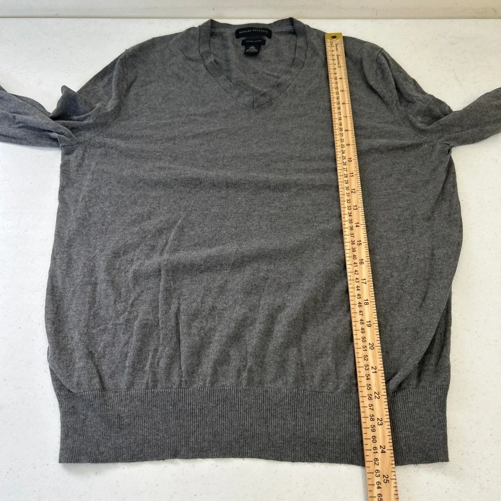 Banana Republic Mens Medium Grey Silk Cotton Cashmere V-Neck Sweater